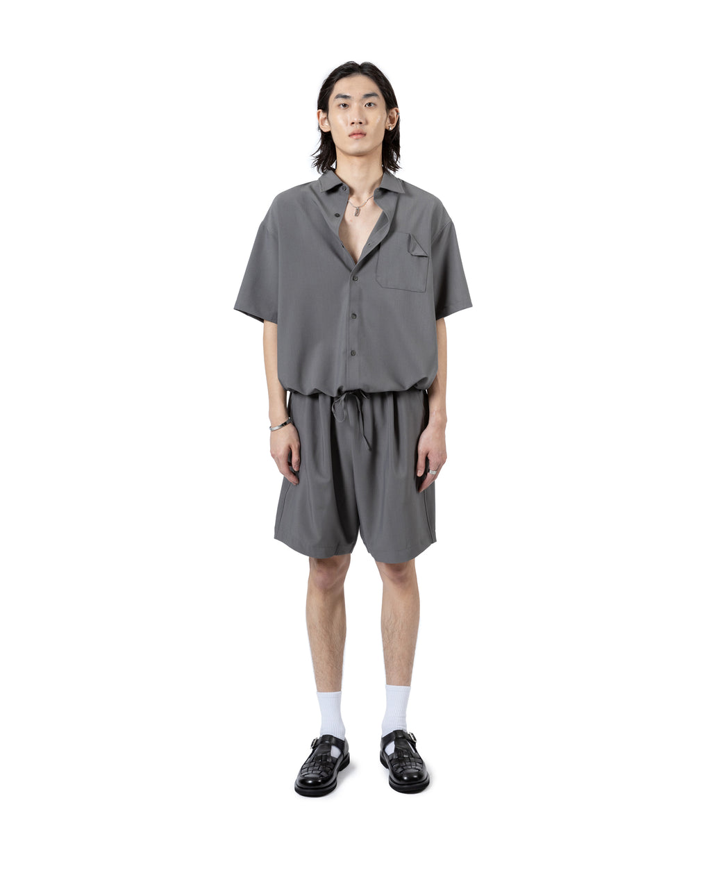 Short Sleeve Shirt with Elastic Shorts Set
