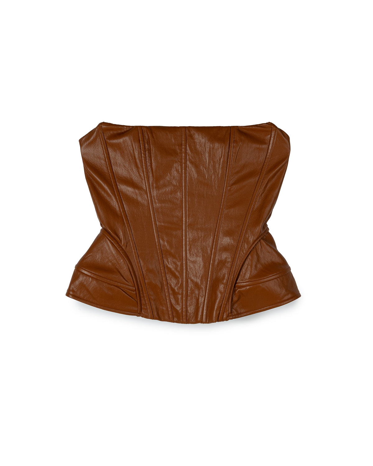Structured Faux-Leather Corset Top