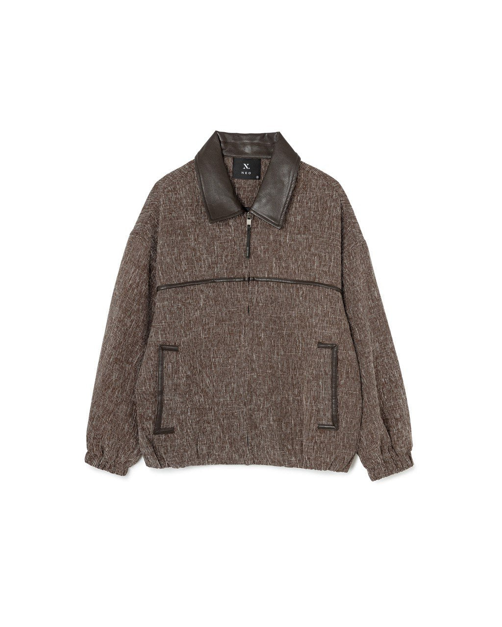 Leather-Trim Zip Jacket