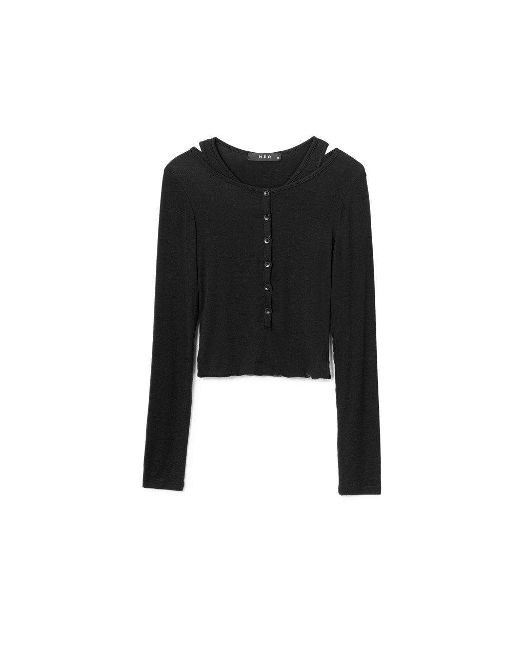 Dual Neckline Buttoned Top