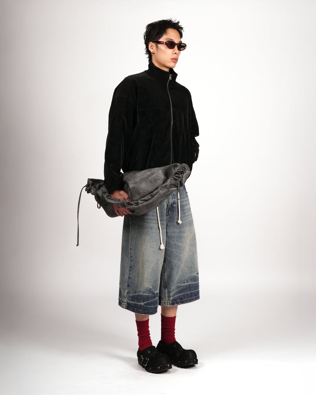 Drawstring Denim Bermuda