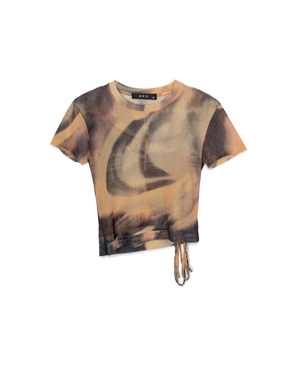 Abstract Mesh Drawstring Top