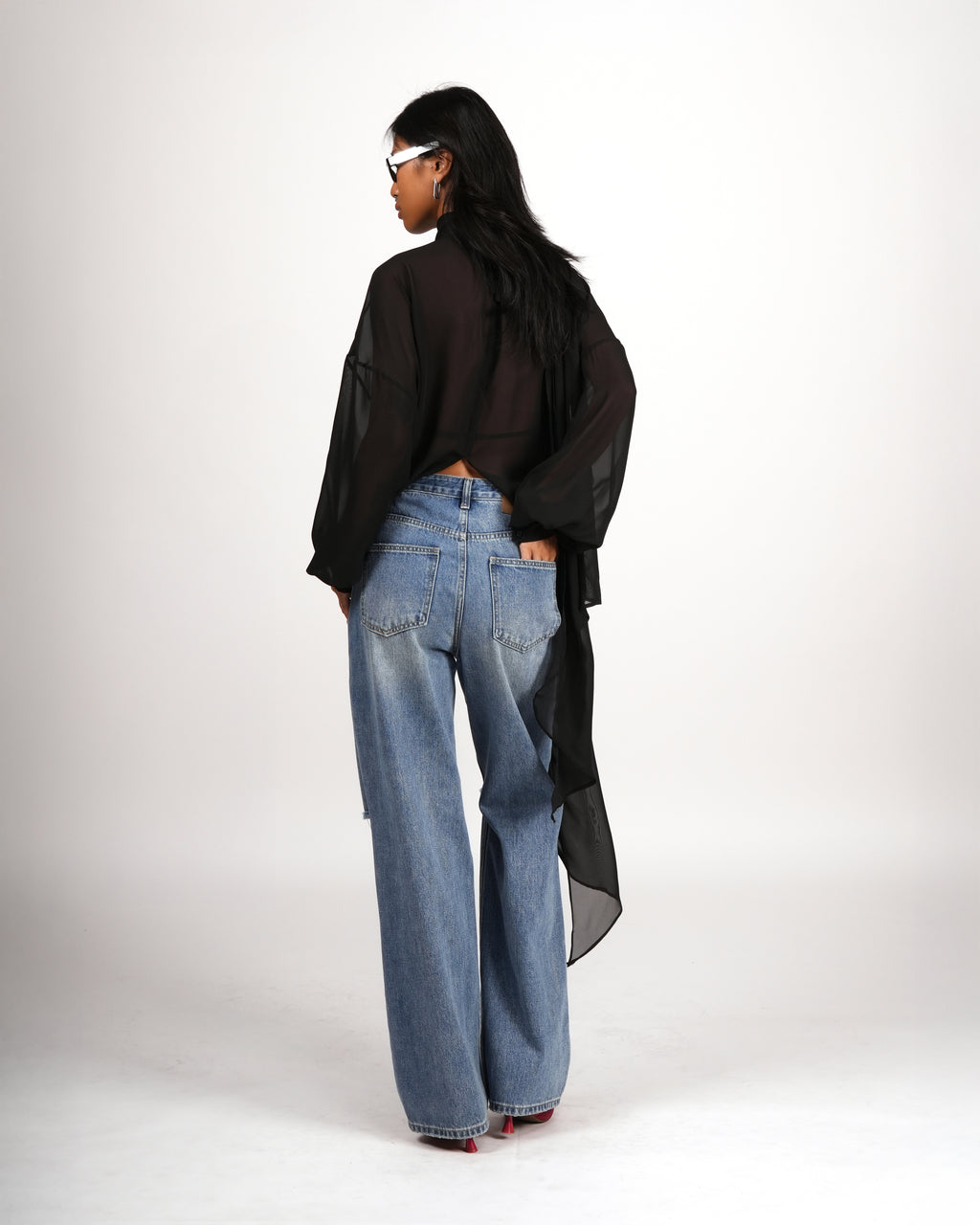 Ripped Straight Denim Pants