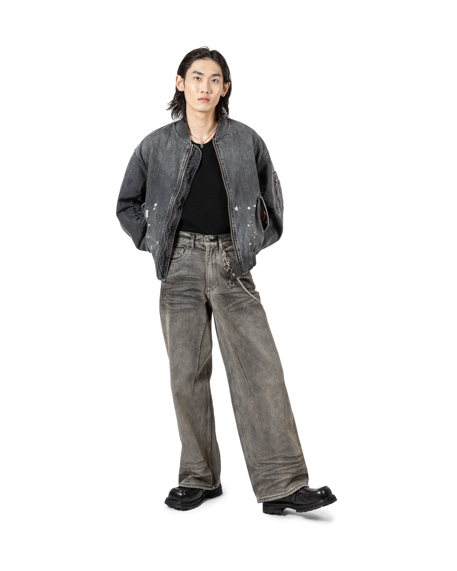 Whiskered Gradient Denim Pants