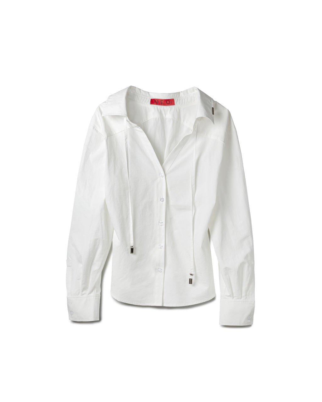 Vol.3 Ch.2 Minimalist Drawstring-Collar Poplin Blouse (Plain)