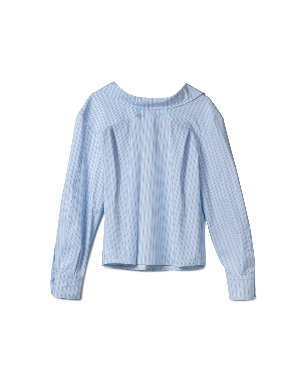 Vol.3 Ch.2 Minimalist Drawstring-Collar Poplin Blouse (Blue)