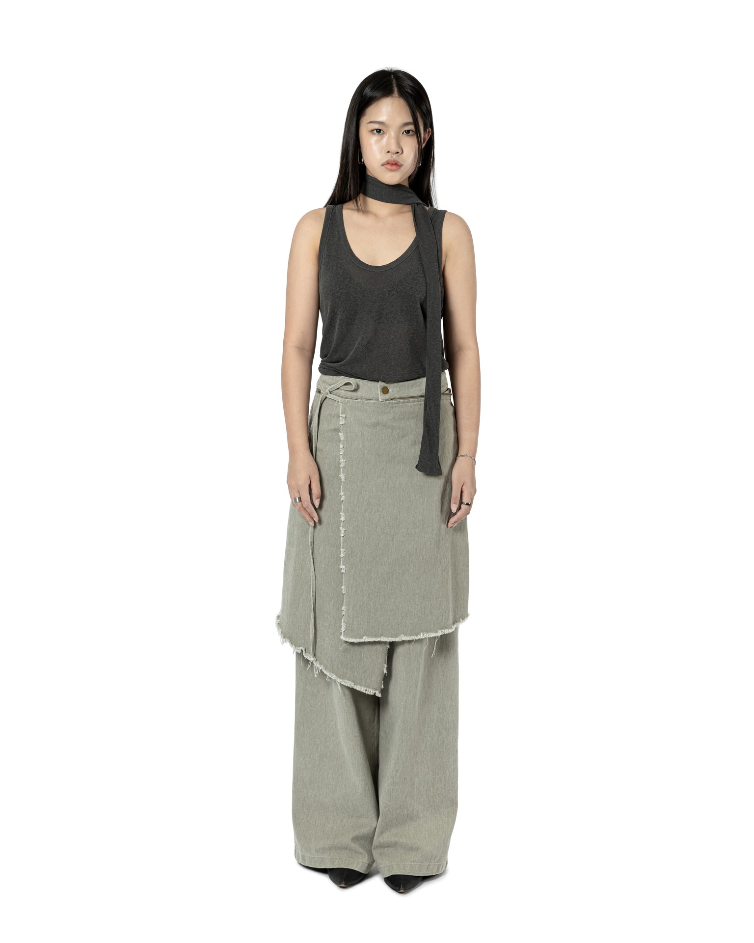 Distressed Wrap Denim Pants