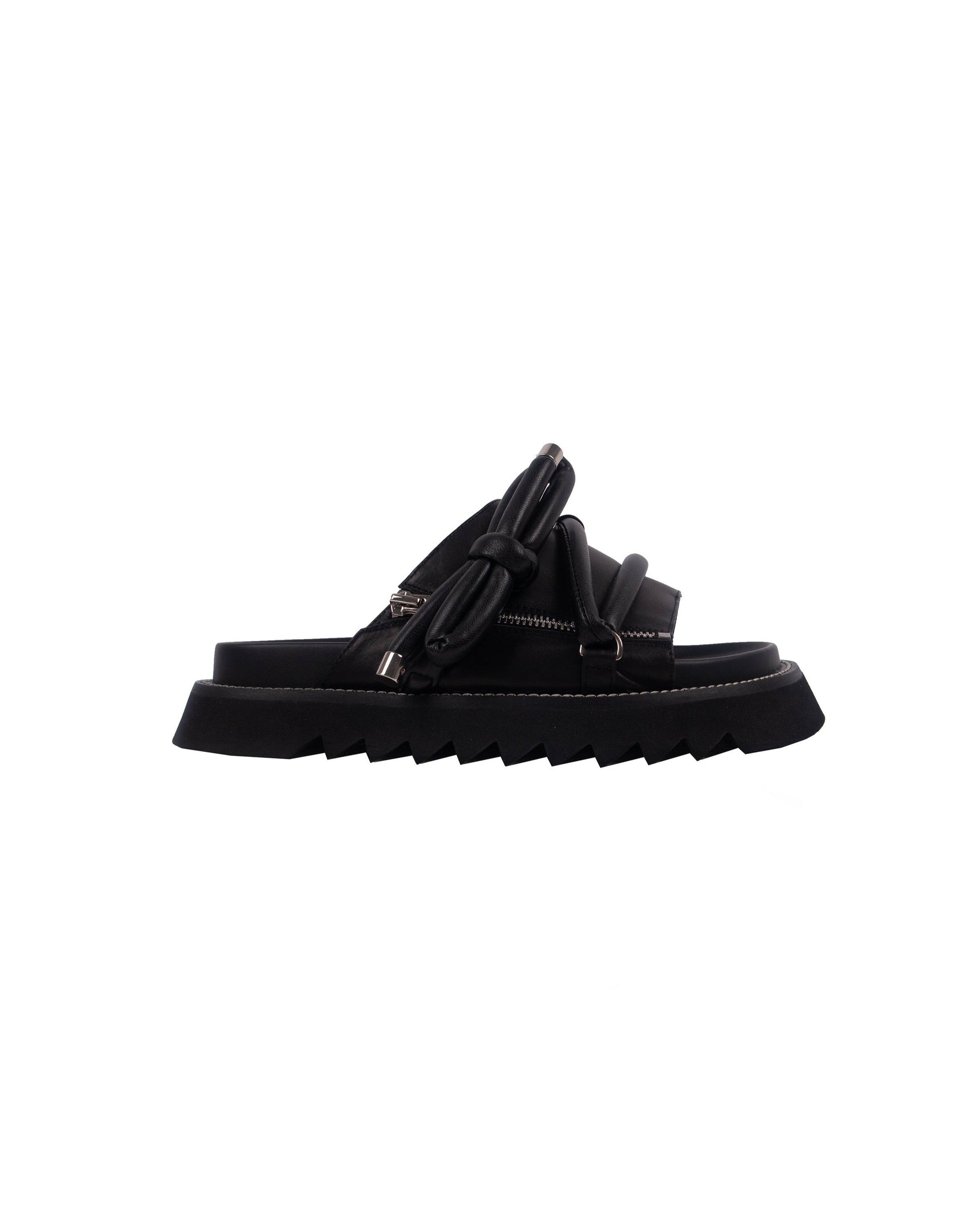 Leather Slides With Bow
