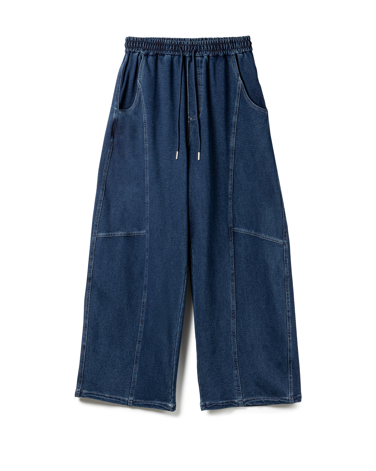 Stitched Drawstring Denim Trousers
