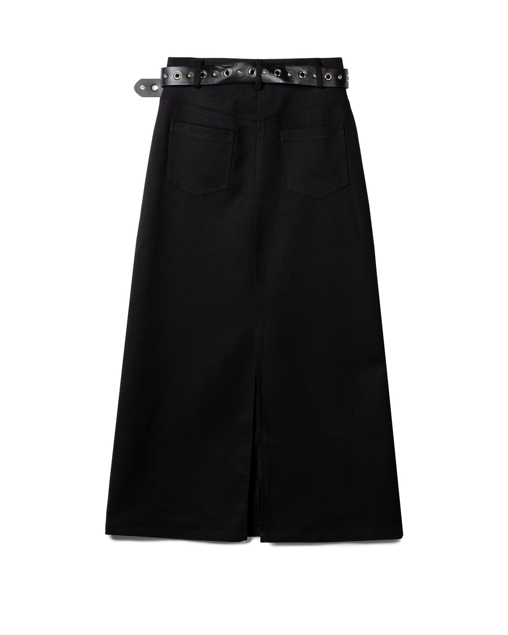Structured studded-pocket maxi skirt