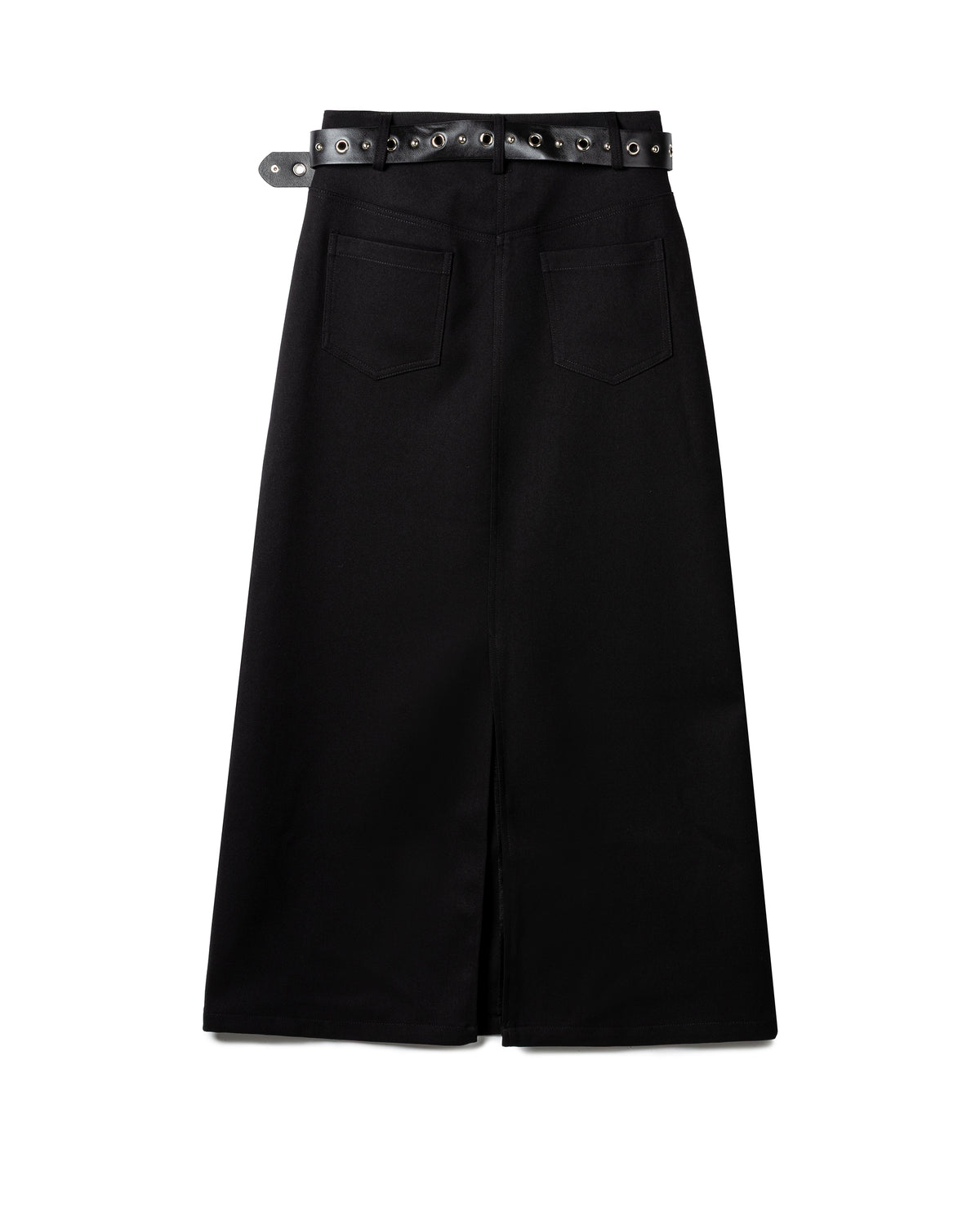 Structured studded-pocket maxi skirt