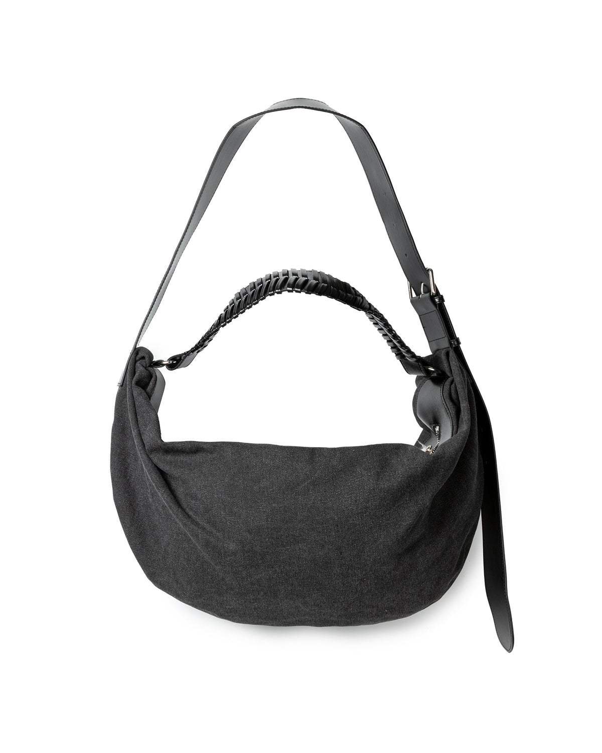 Soft leather-trimmed canvas shoulder bag