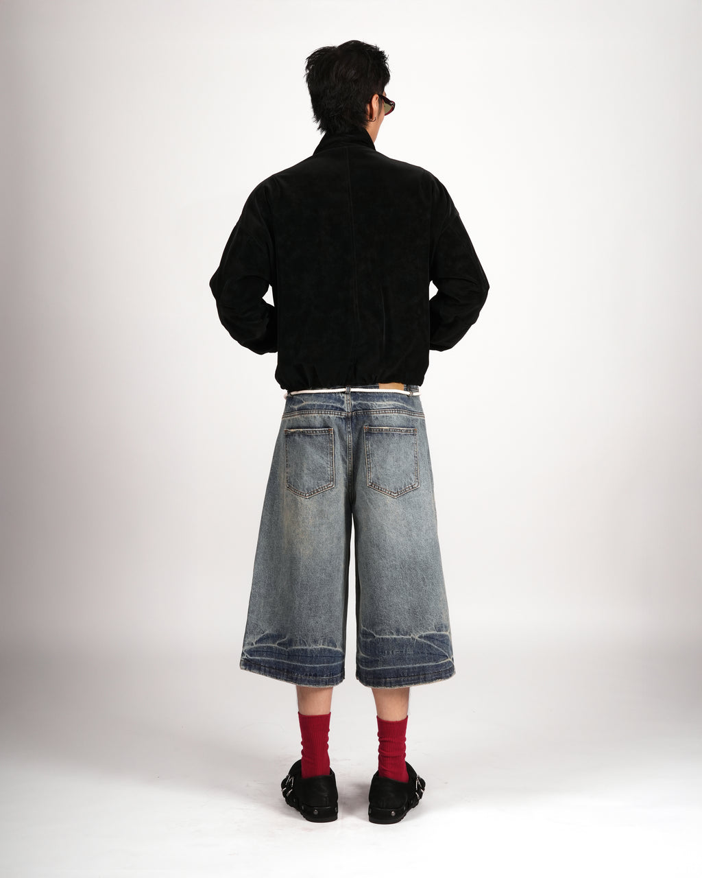 Drawstring Denim Bermuda