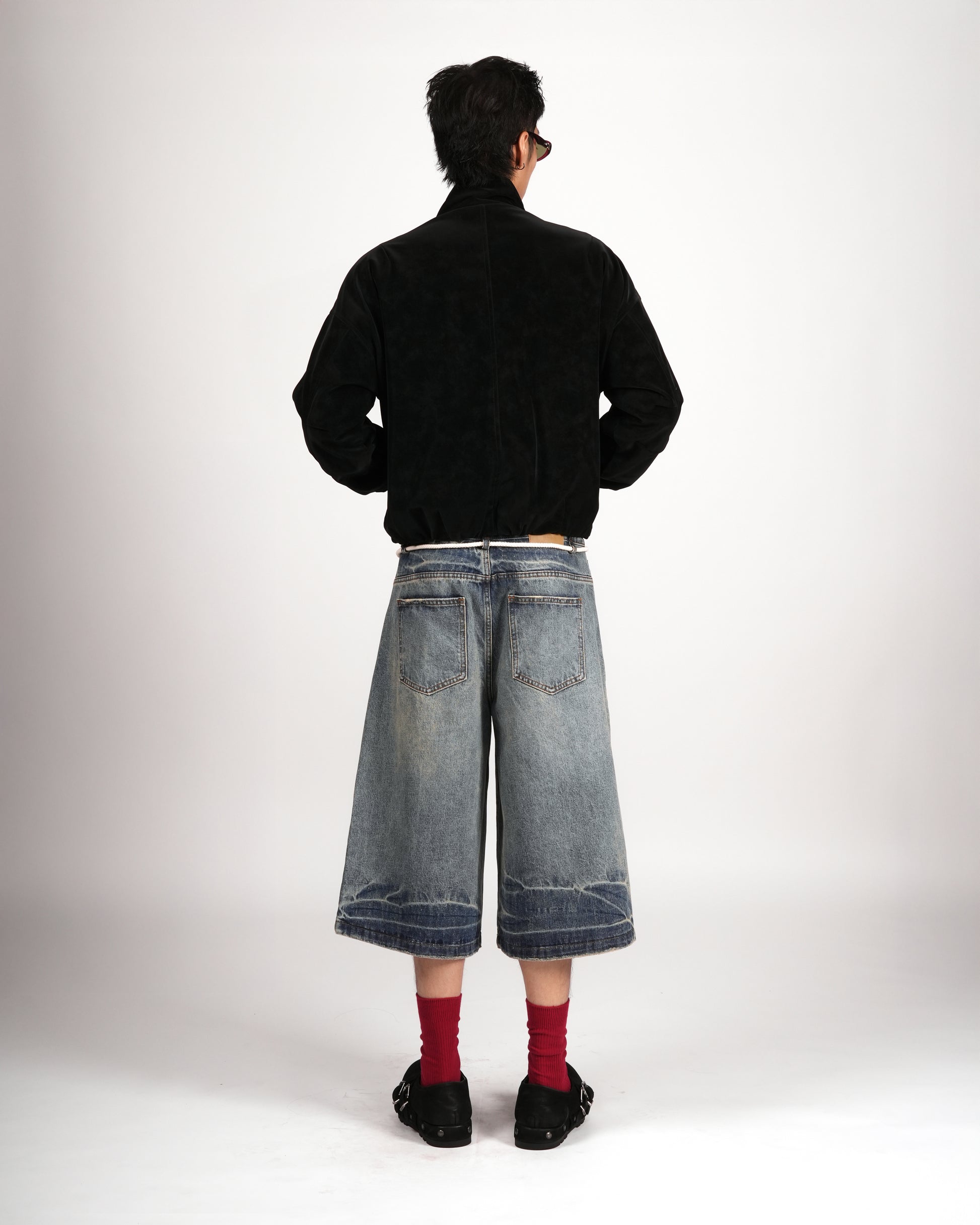 Drawstring Denim Bermuda