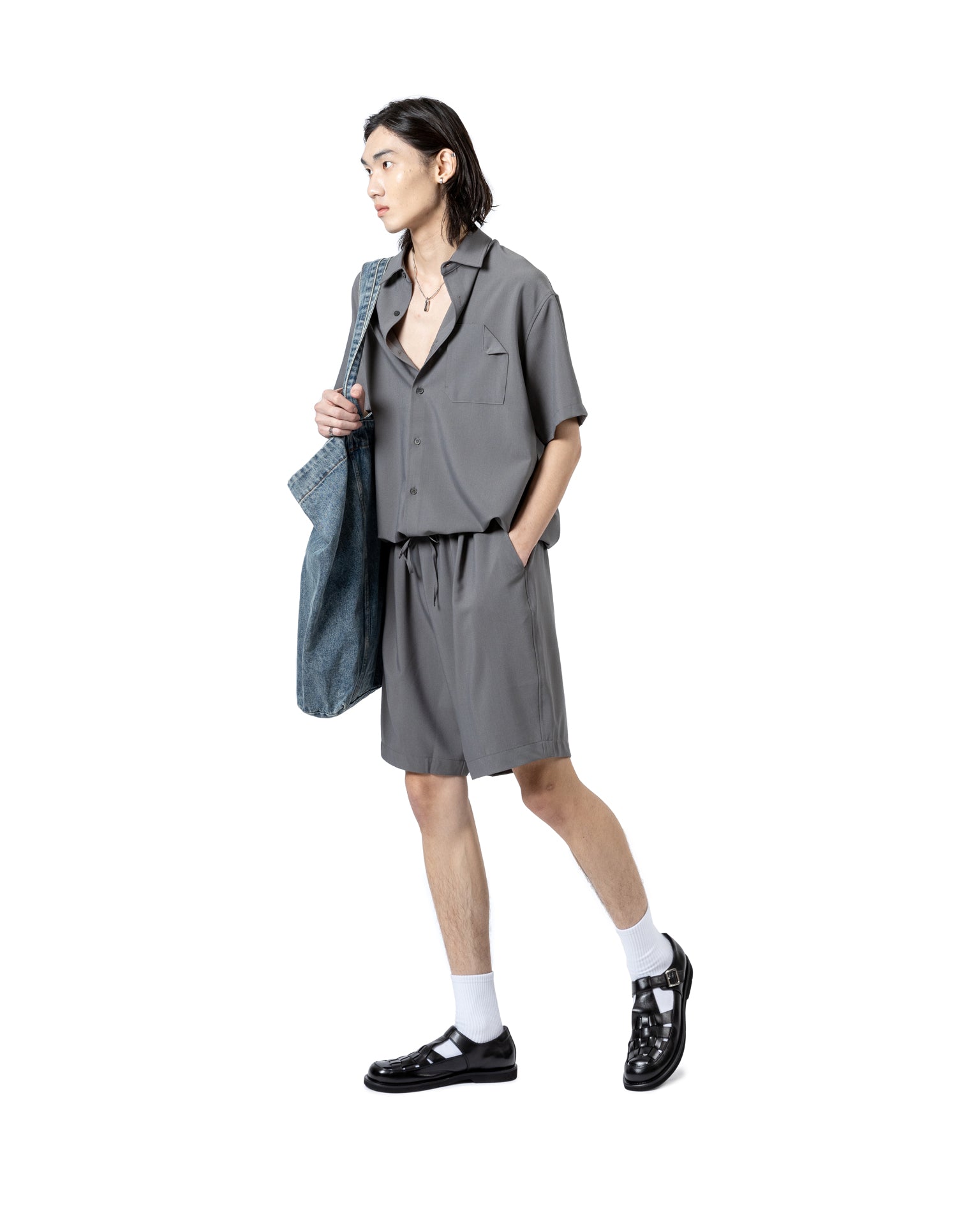 Short Sleeve Shirt with Elastic Shorts Set