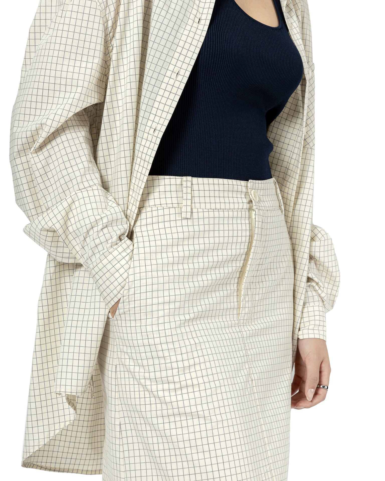 Grid Pattern Oversized Shirt