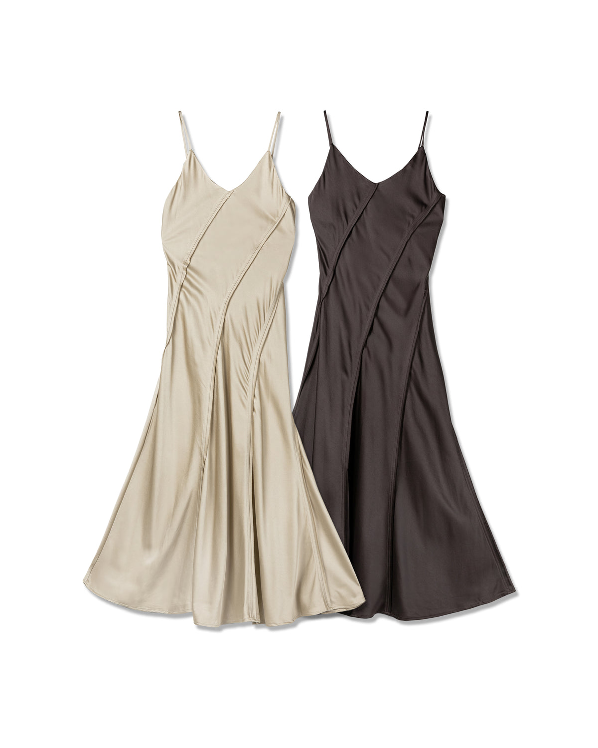 Fluid Seam-Detailed Slip Dress