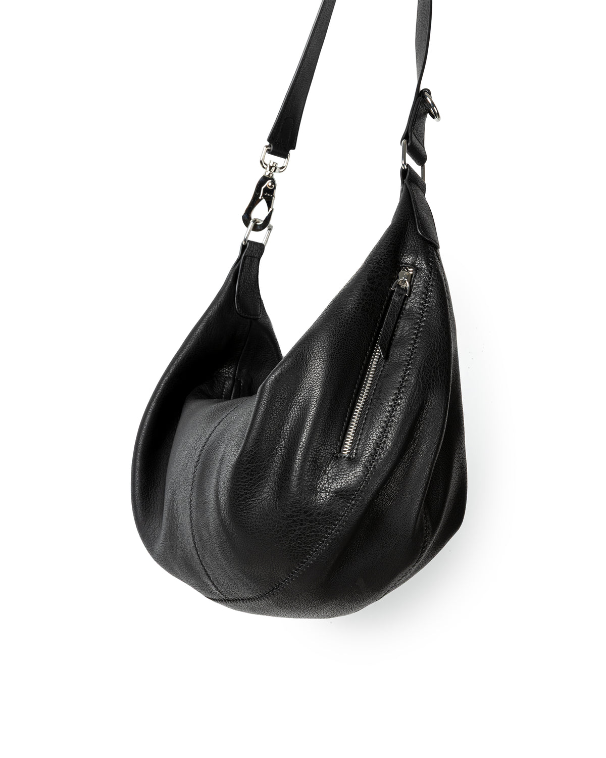 Curved Leather Crossbody Bag