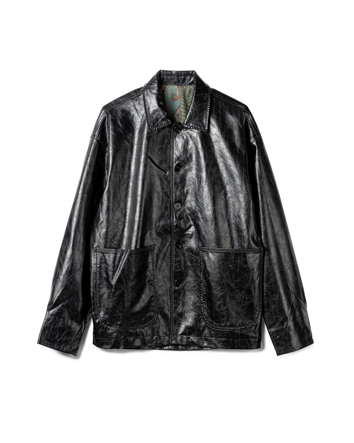 Dual Pocket Stitched Leather Jacket