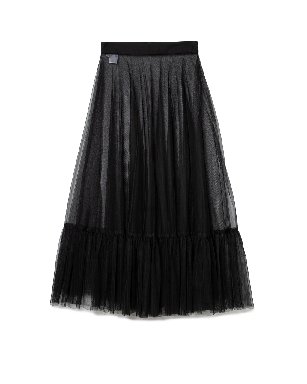 Belted Tulle Pleated Skirt