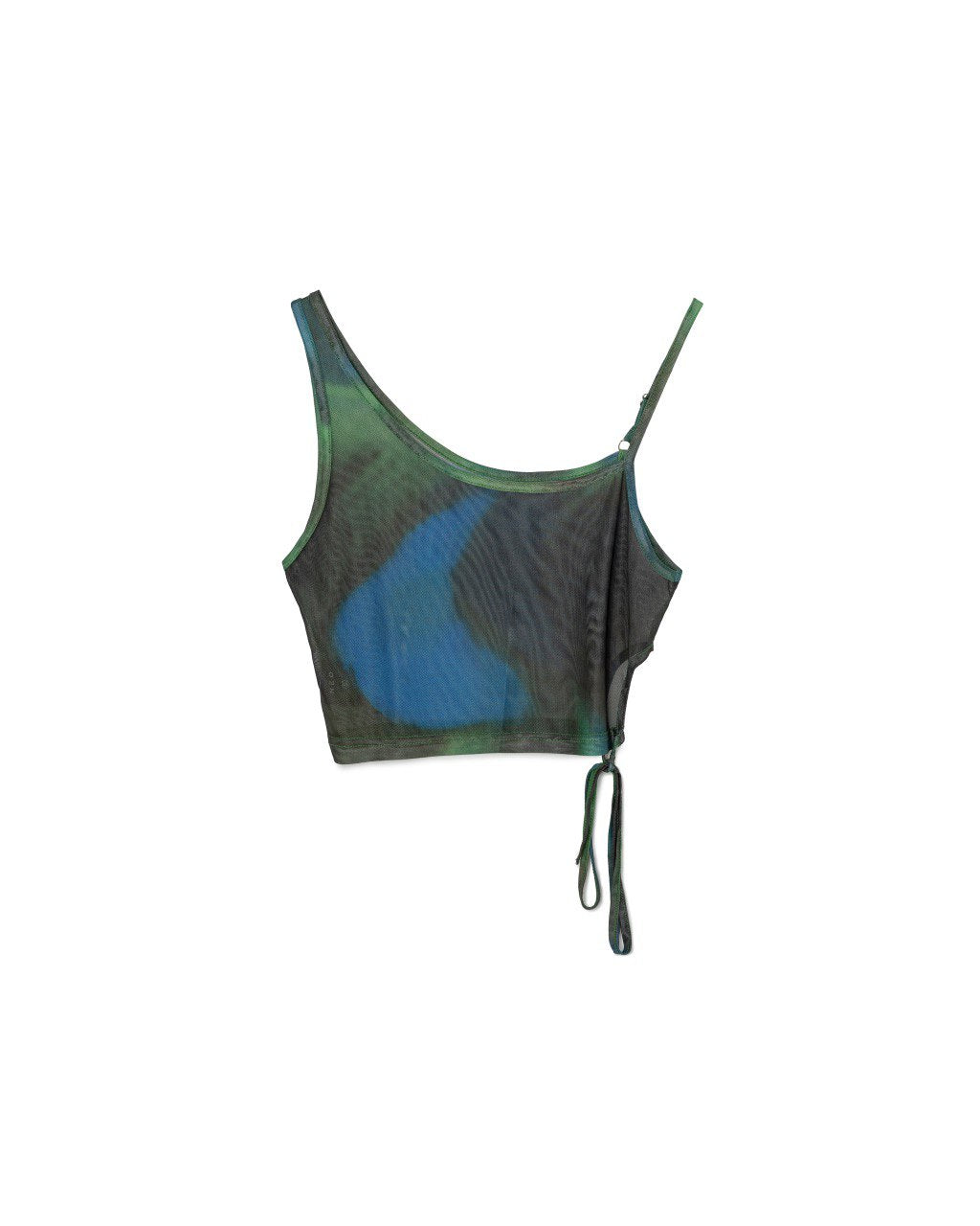 Abstract Mesh Drawstring Top