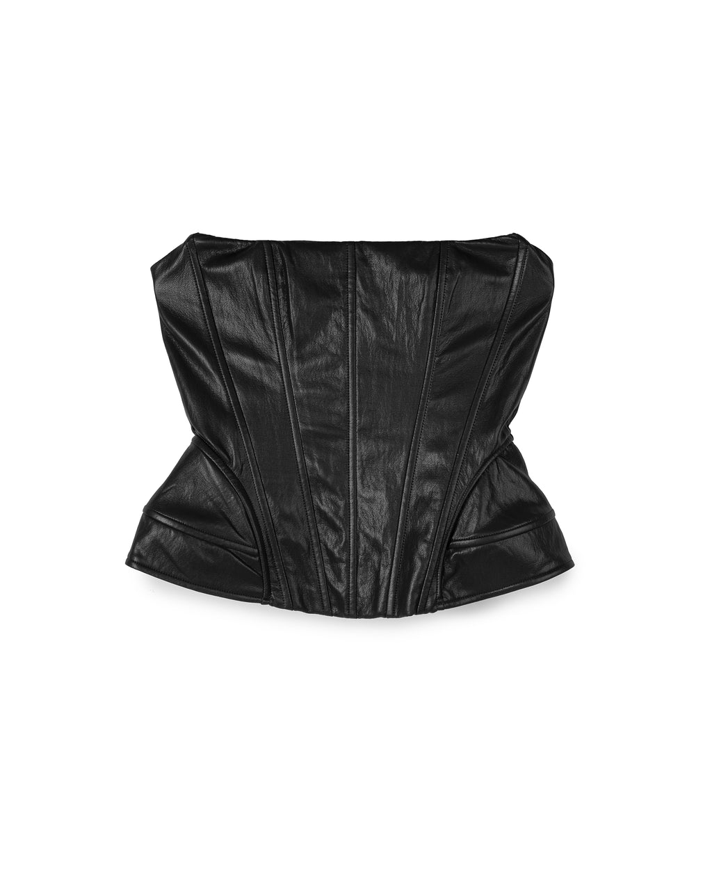 Structured Faux-Leather Corset Top