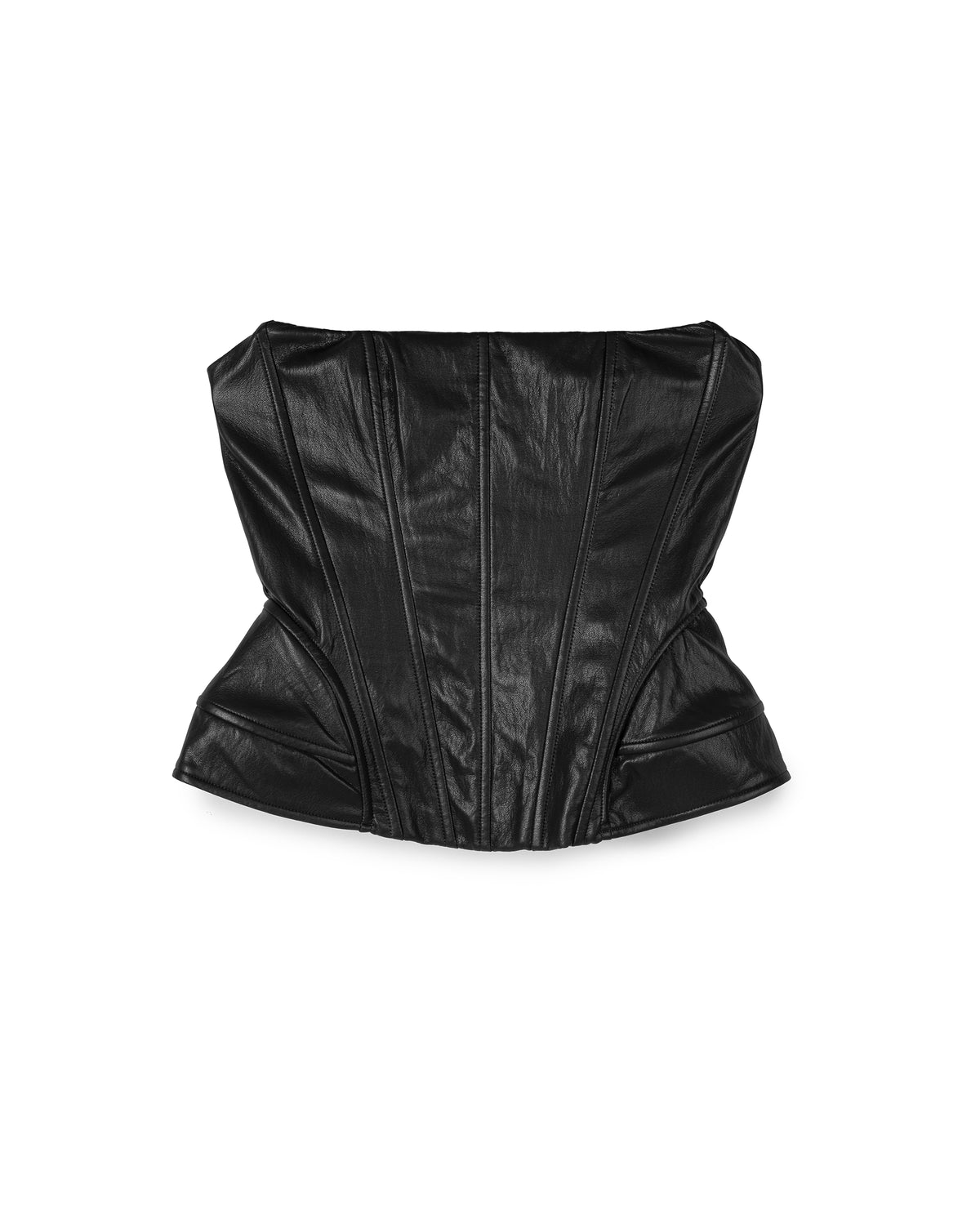 Structured Faux-Leather Corset Top