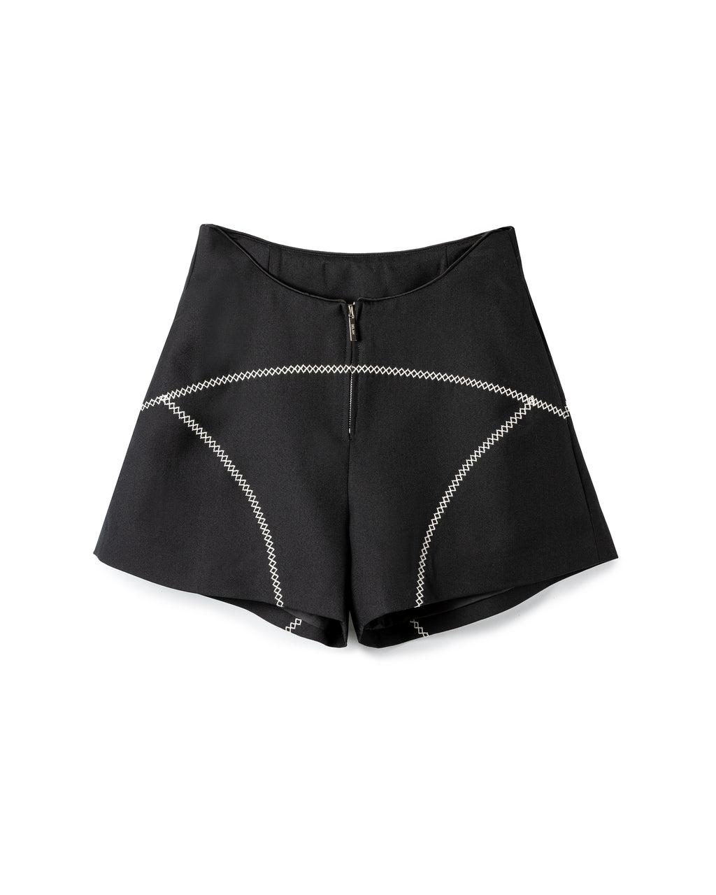 High-waisted contrast-stitched shorts