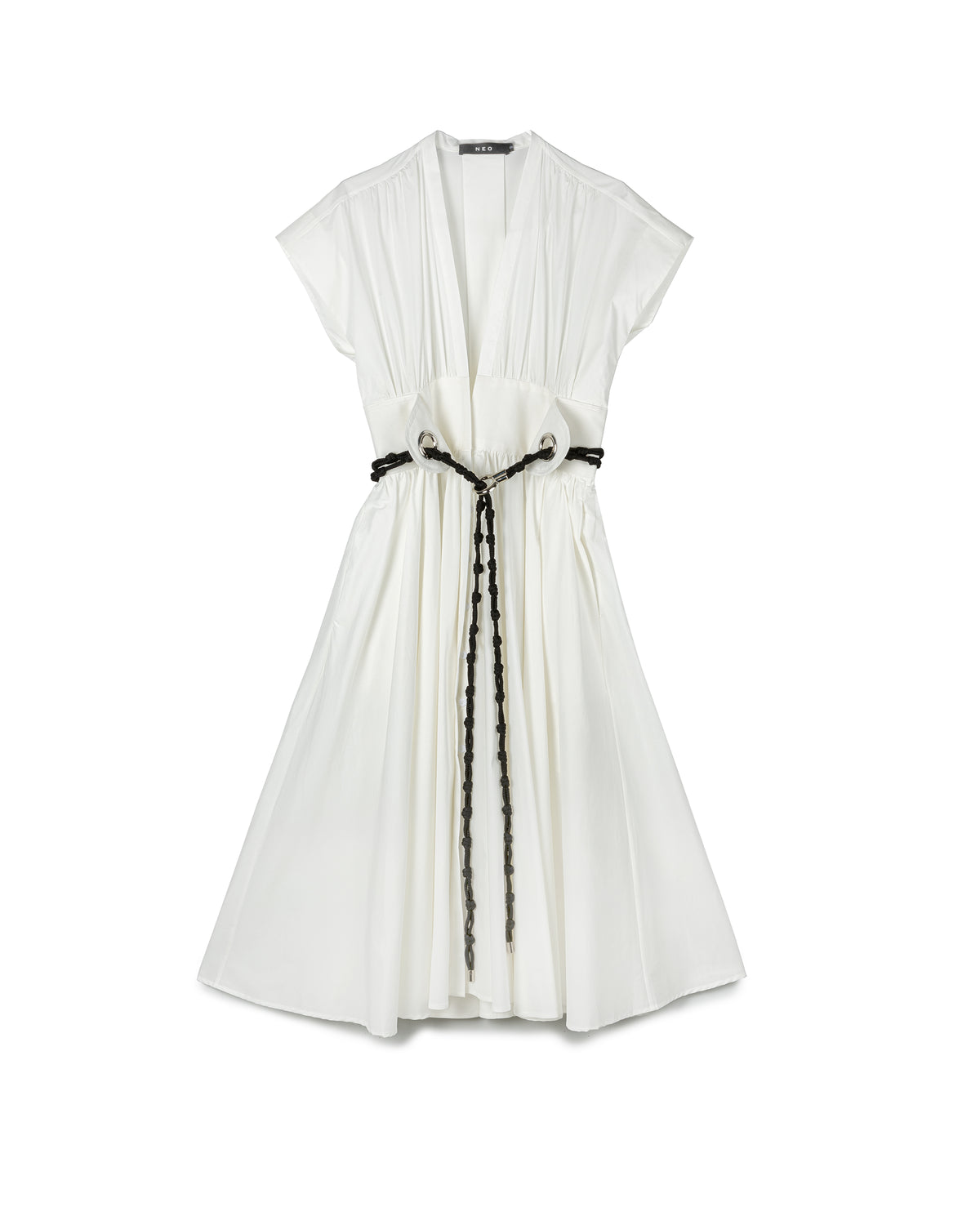 Fluid v-neck designer midi dress