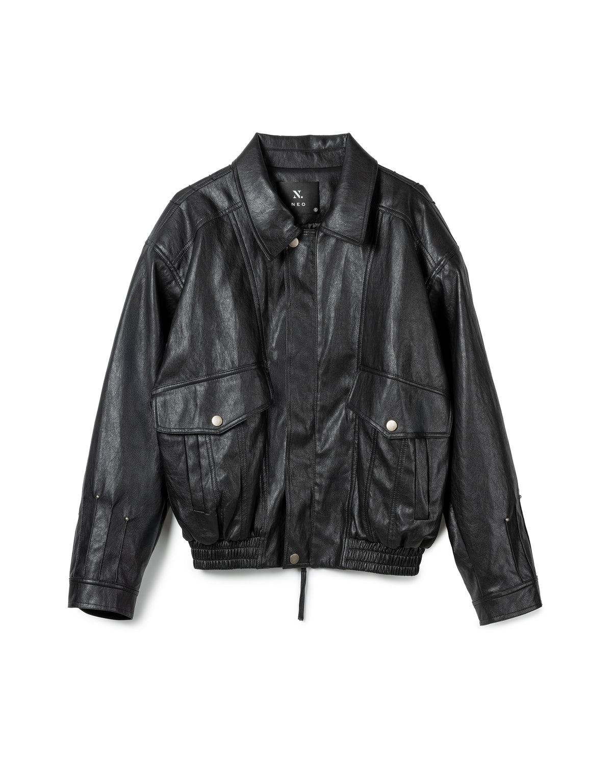 Oversized Pleated Leather Jacket