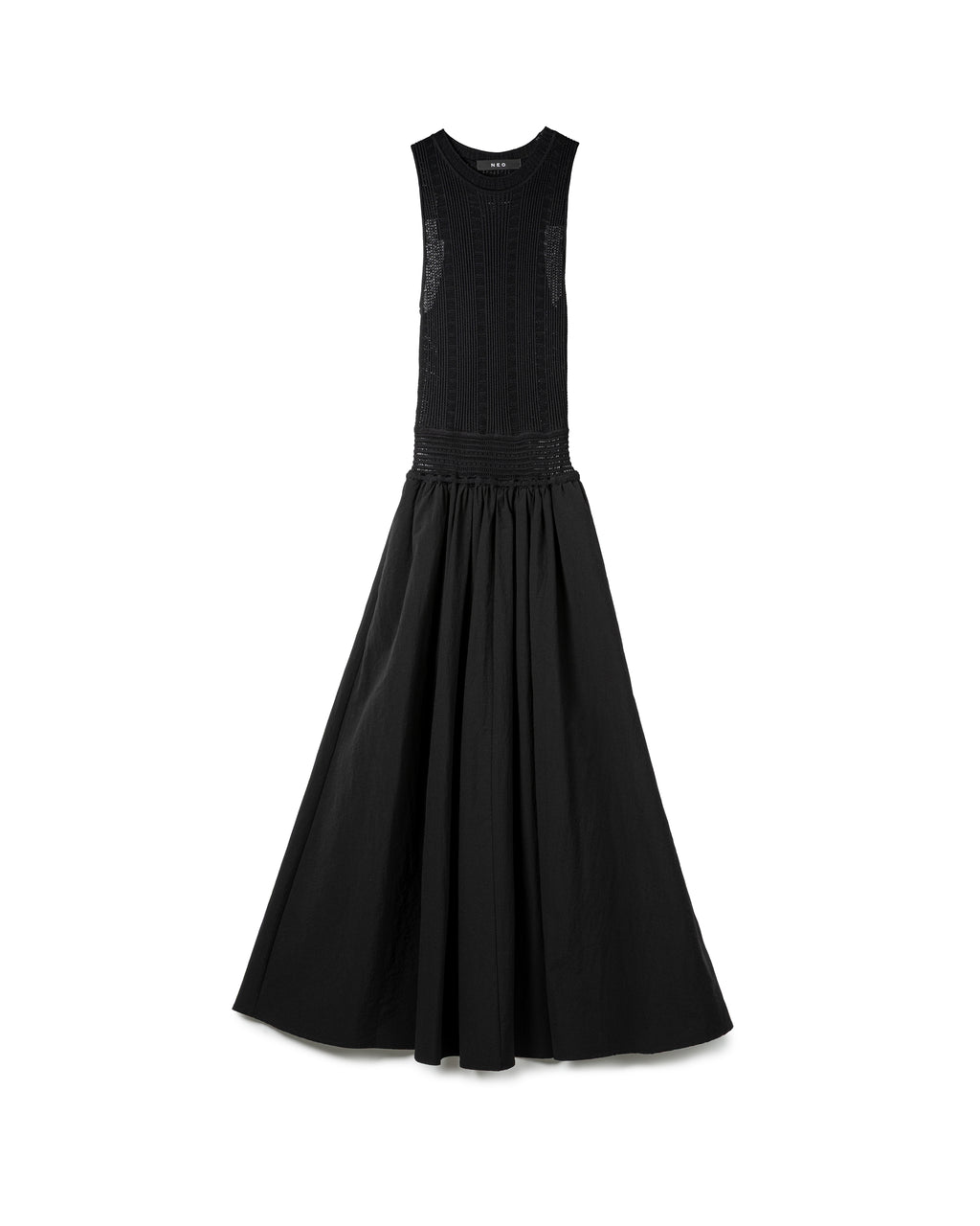 Contrast ribbed-knit midi dress