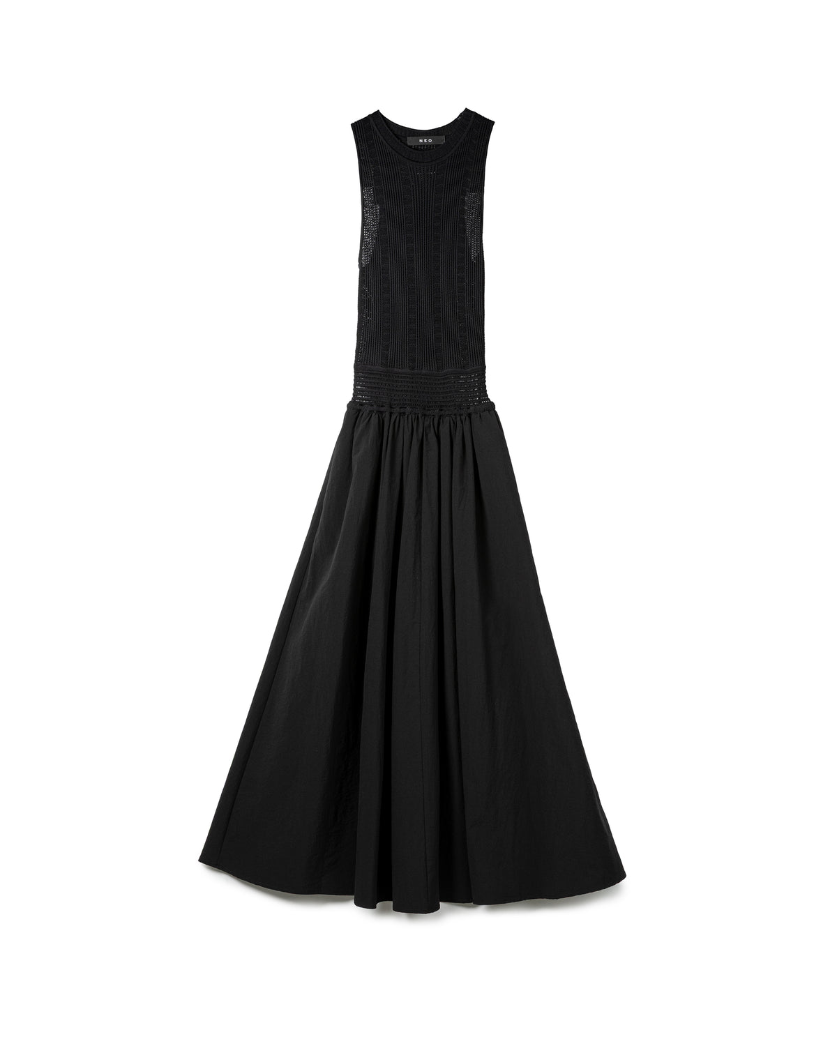 Contrast ribbed-knit midi dress