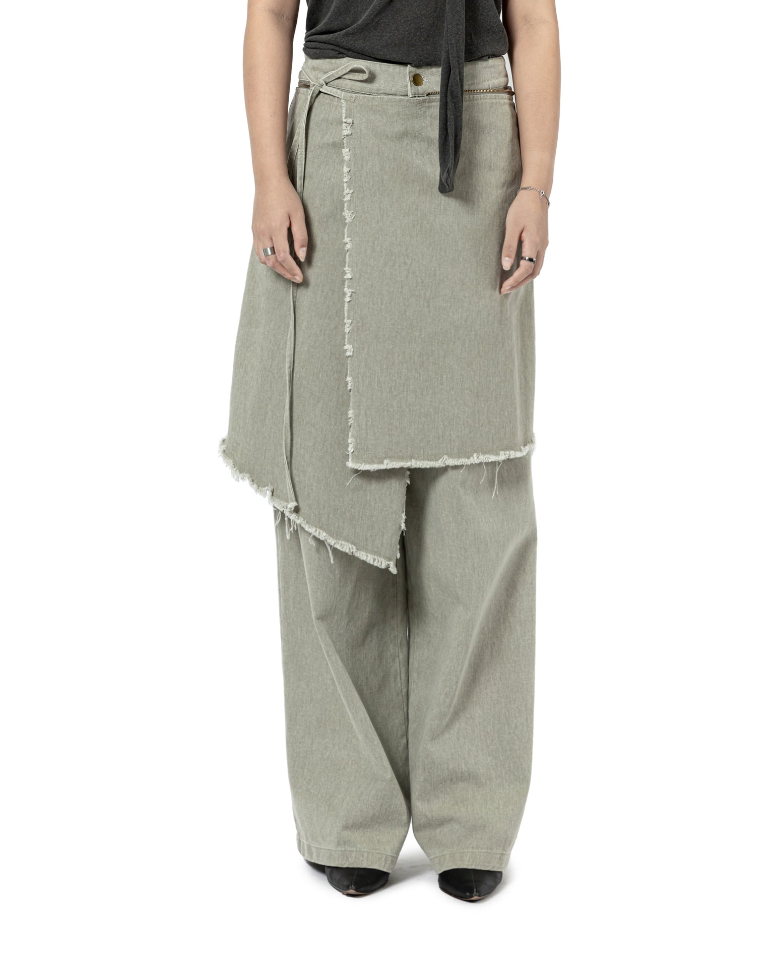 Distressed Wrap Denim Pants
