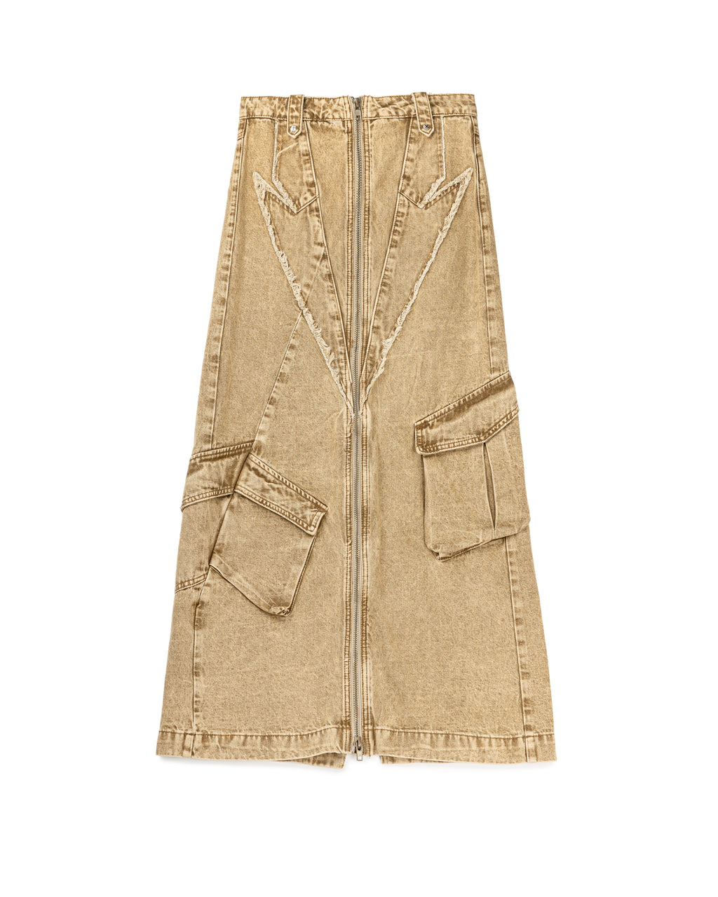 Frayed Denim Big Pocket Skirt