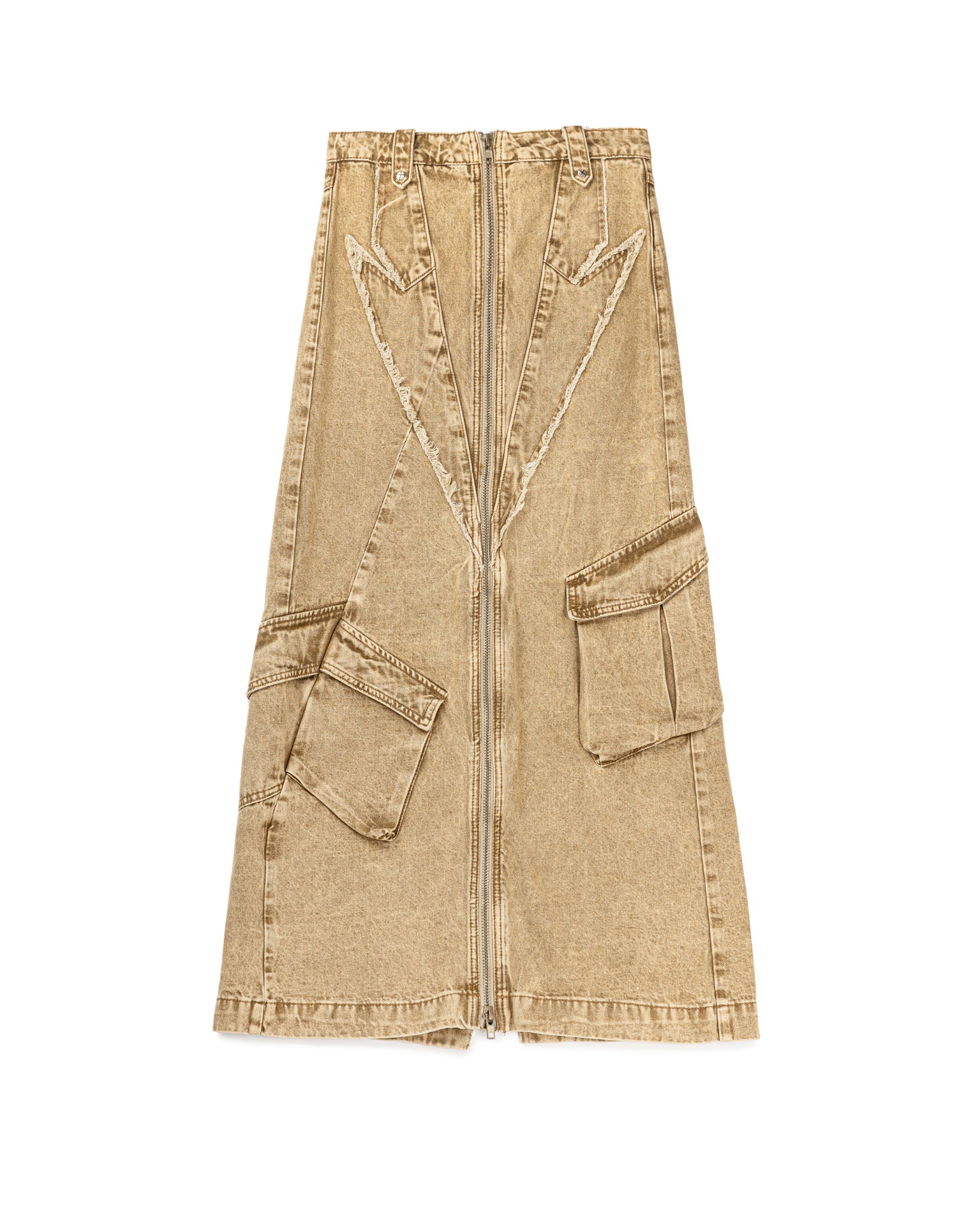 Frayed Denim Big Pocket Skirt