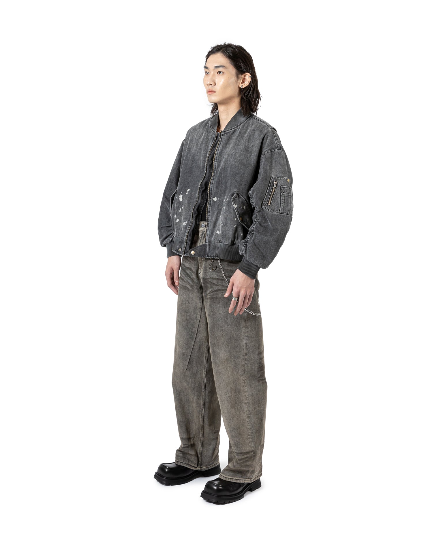 Whiskered Gradient Denim Pants