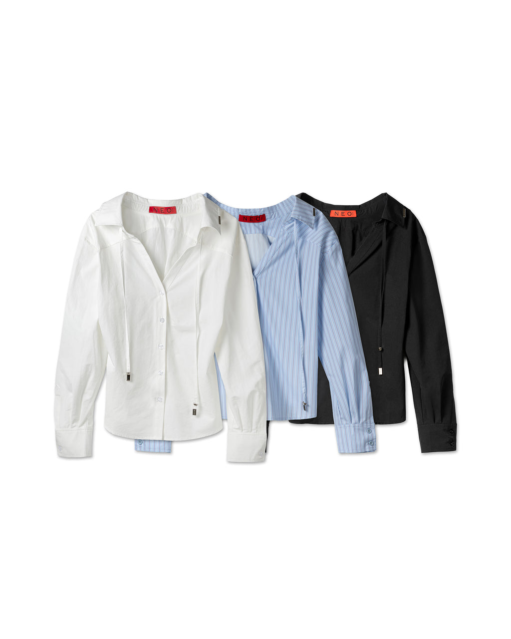 Vol.3 Ch.2 Minimalist Drawstring-Collar Poplin Blouse (Plain)
