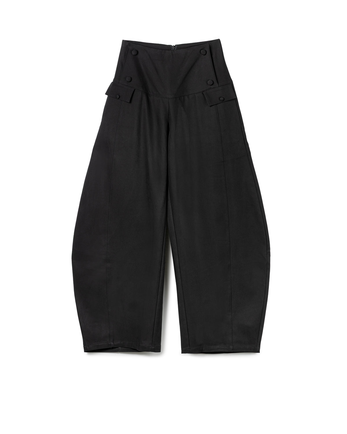 N E O Button flap barrel leg trousers