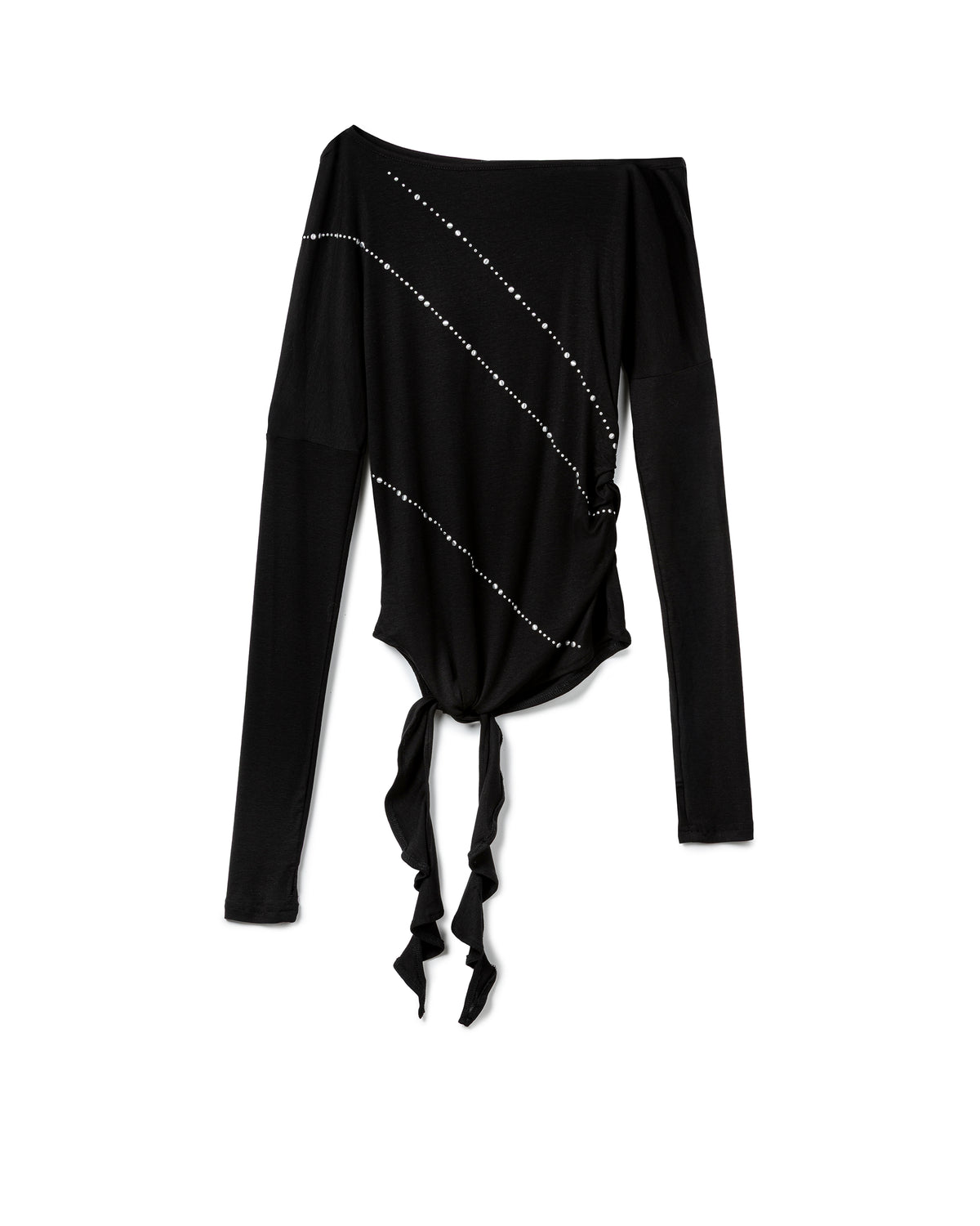 Asymmetric Embellished Tie-Detail Top