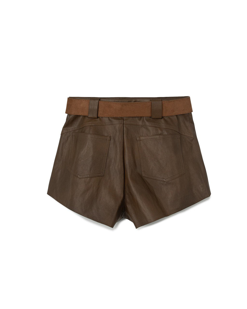 Faux Leather Belted Shorts