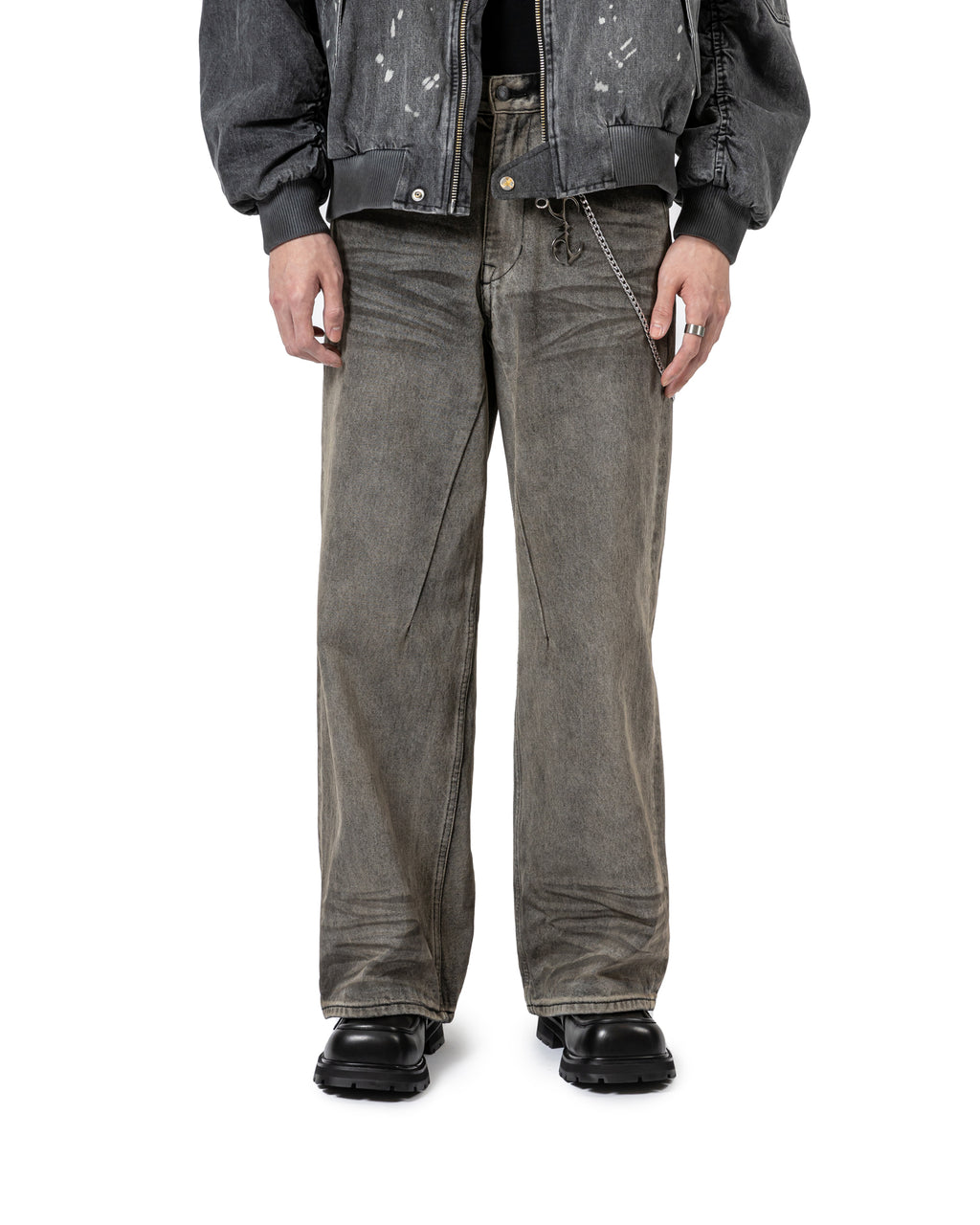 Whiskered Gradient Denim Pants