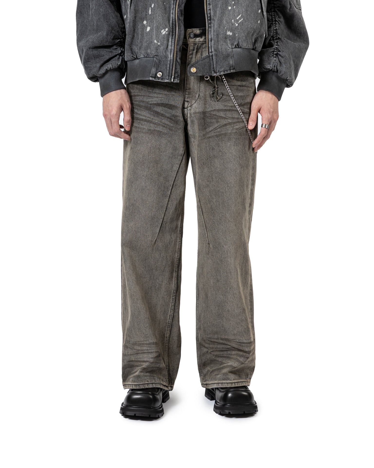 Whiskered Gradient Denim Pants
