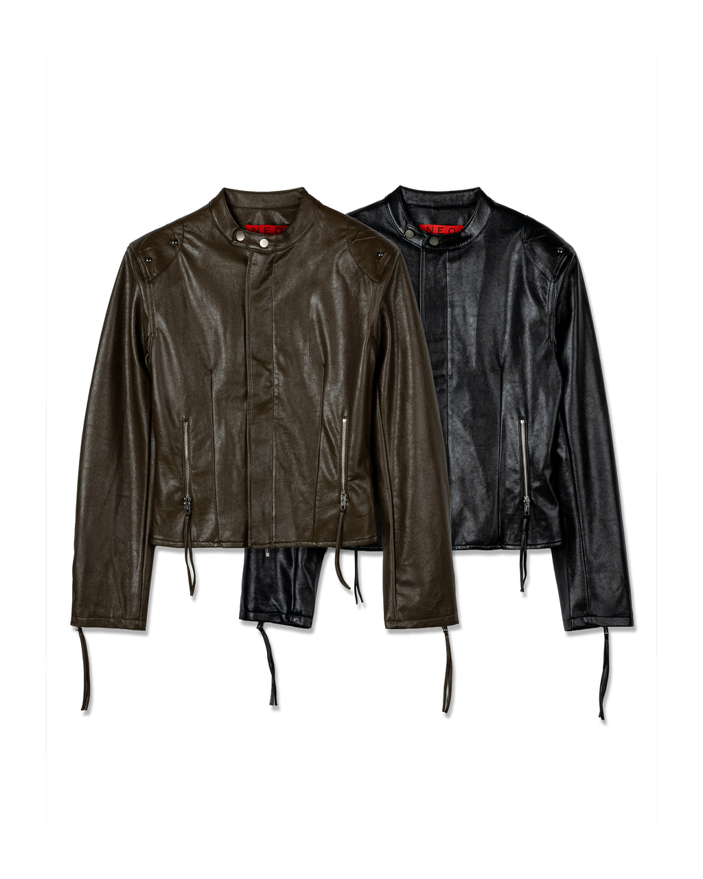 N E O Tailored zip-accented leather jacket