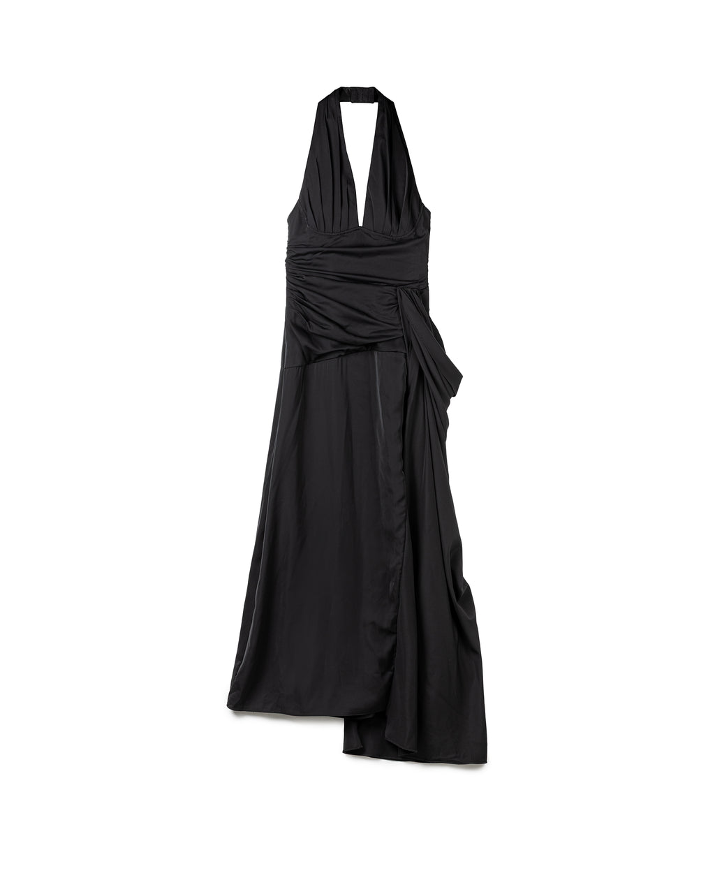 Elegant Structure Draped Halter Dress
