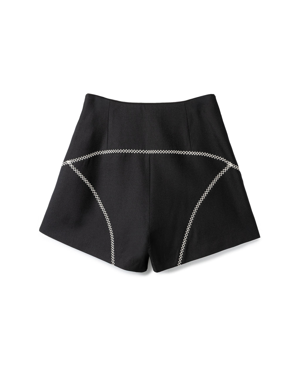 High-waisted contrast-stitched shorts