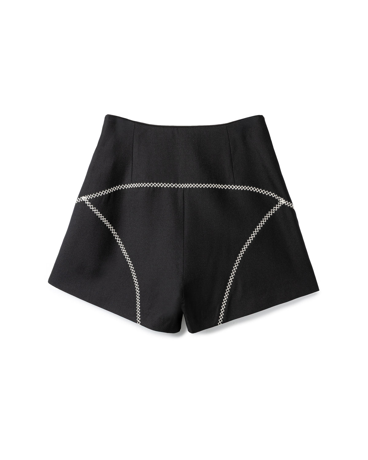 High-waisted contrast-stitched shorts