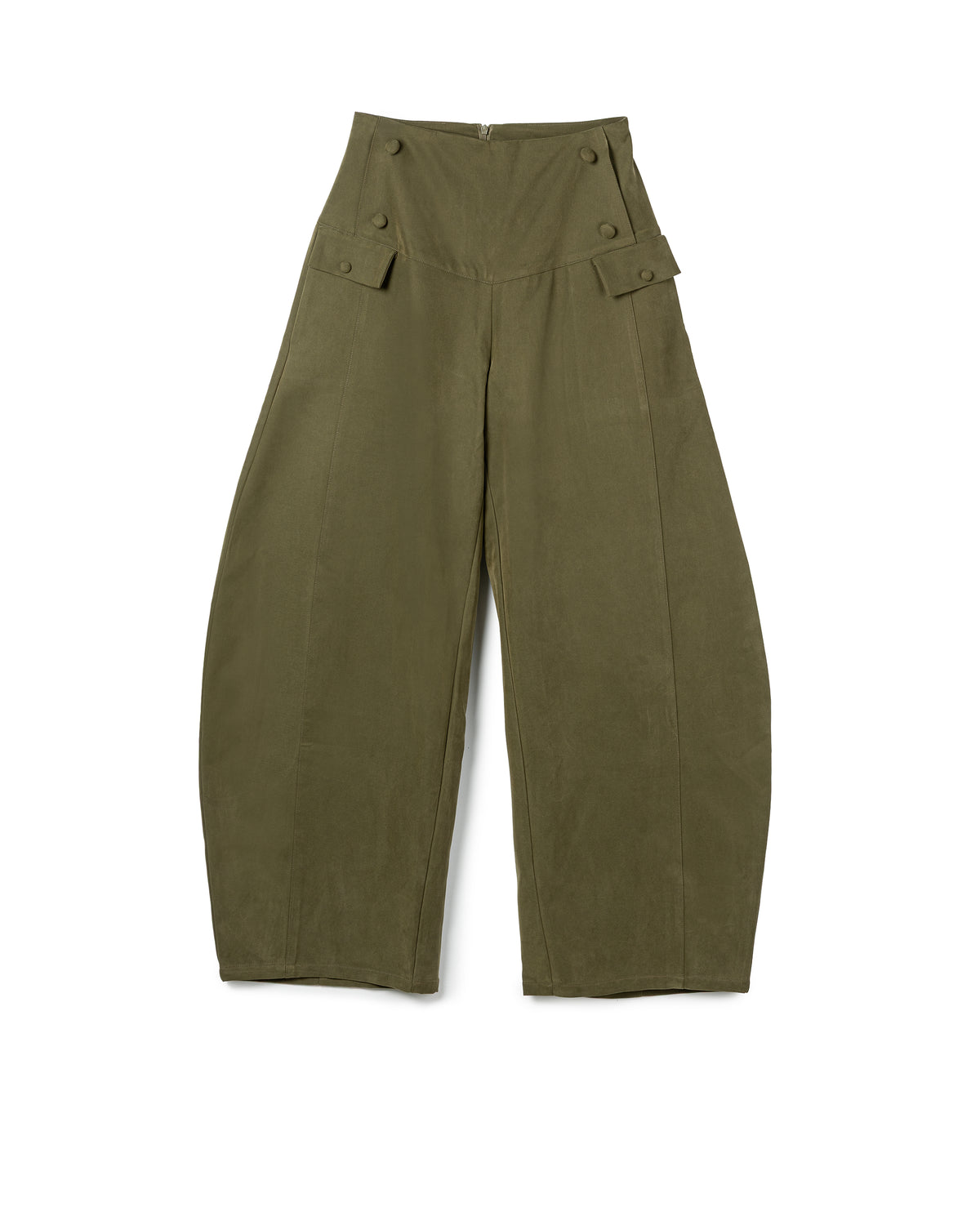N E O Button flap barrel leg trousers