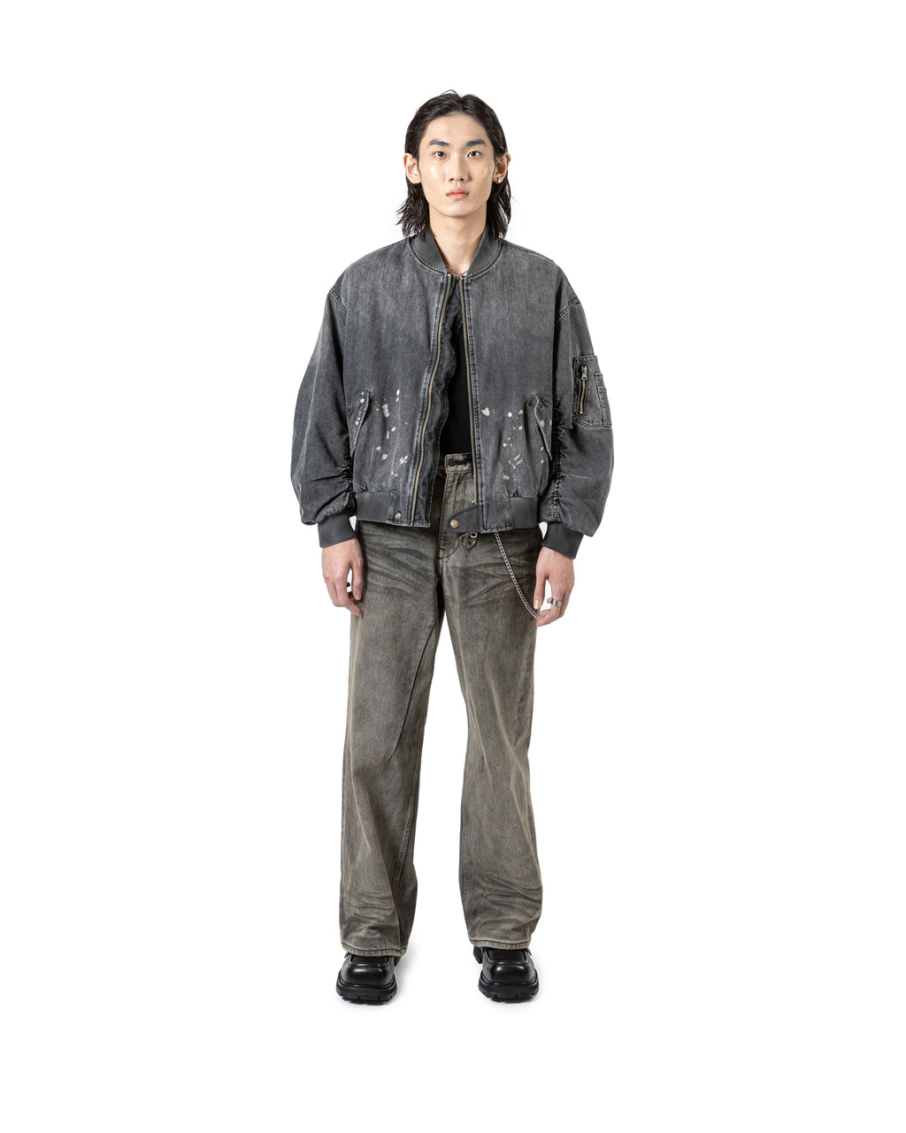 Whiskered Gradient Denim Pants