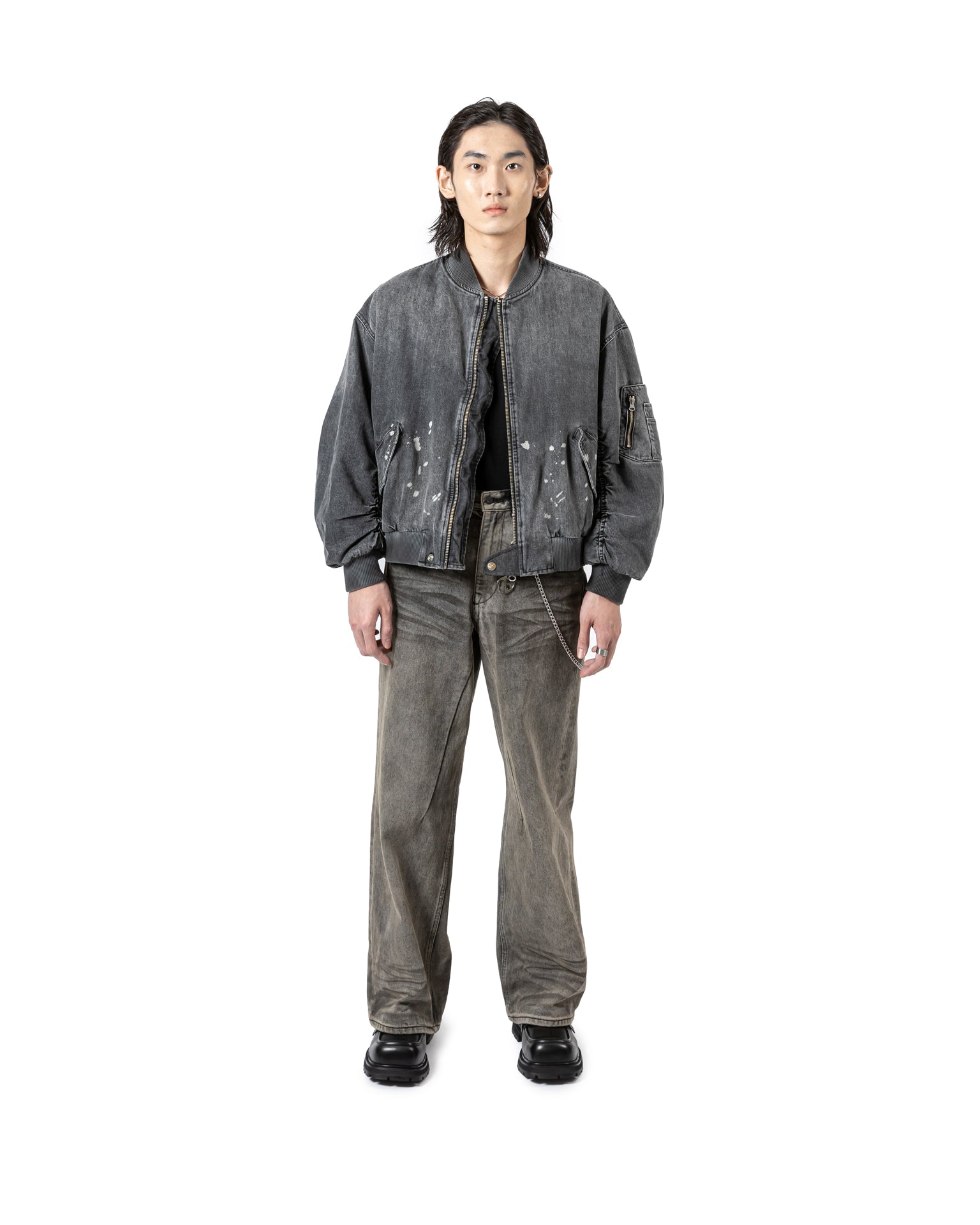 Whiskered Gradient Denim Pants