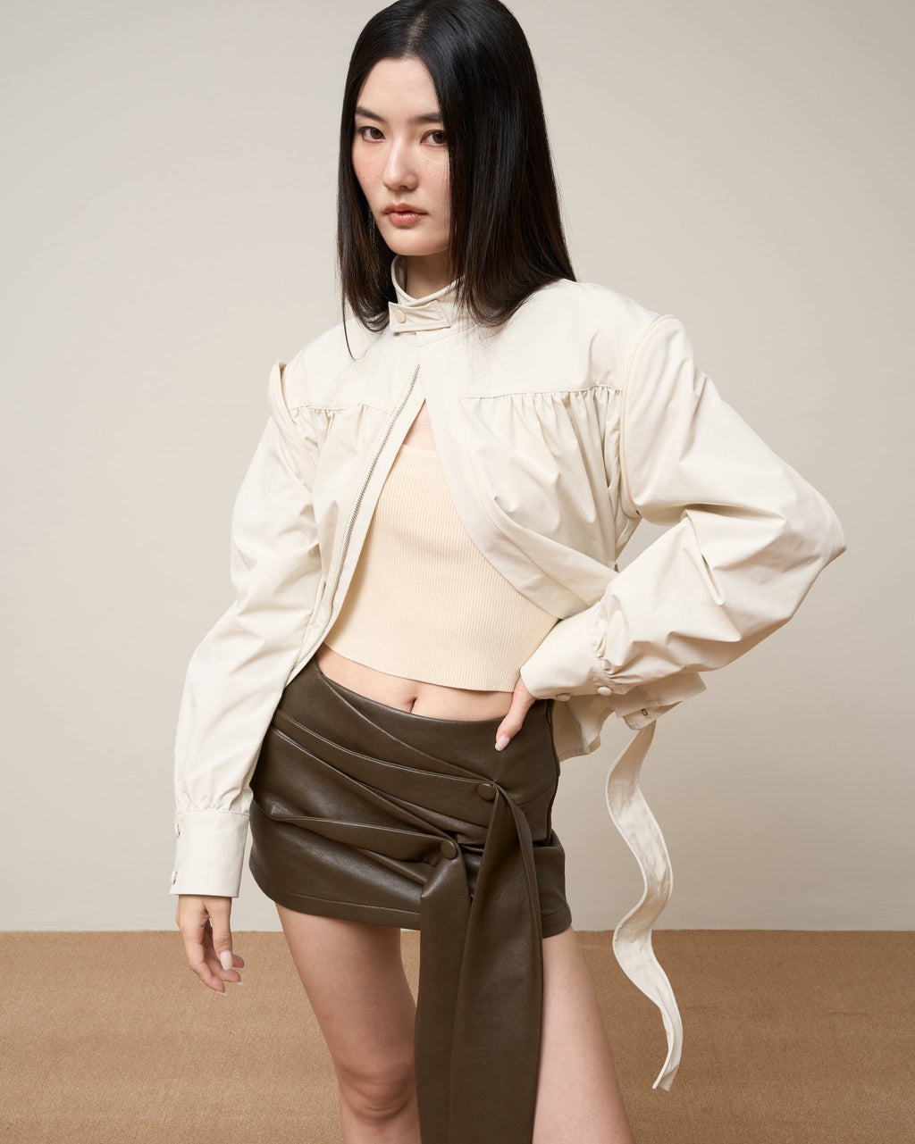 Vol.3 Ch.2 Structural Cropped Trench Jacket (PolkaDot)
